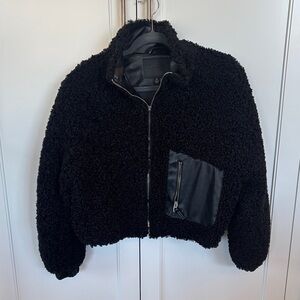 Blank NYC Black Teddy Jacket with Zipper Pocket - broken zipper